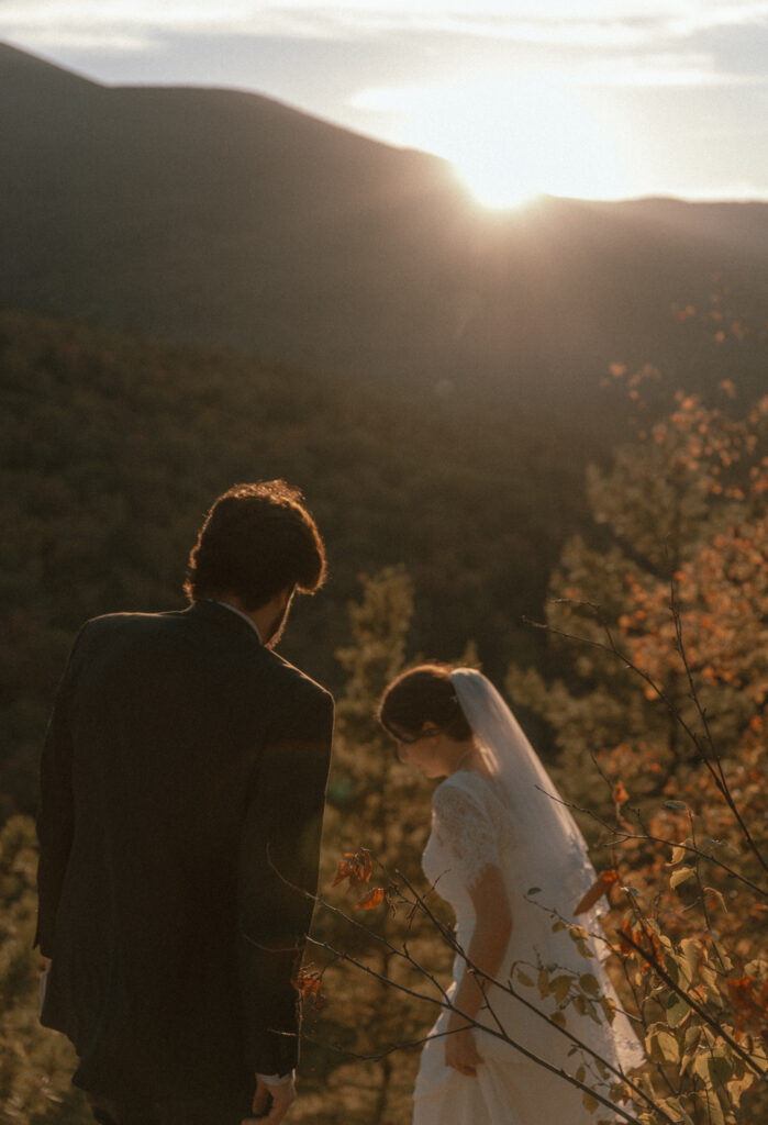 sunset at cathedral ledge. White Mountains Elopement