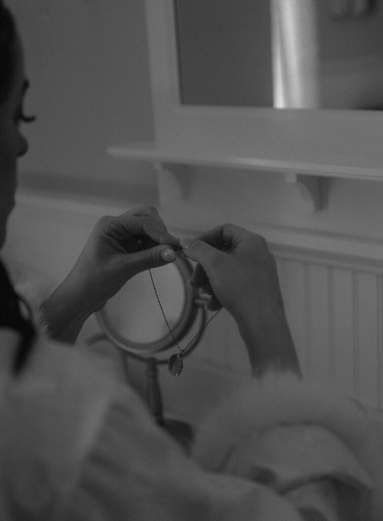 Bride getting ready for her elopement.