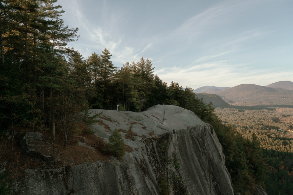 Summer new hampshire elopement. Couple sharing their intimate vows at cathedral ledge in New Hampshire