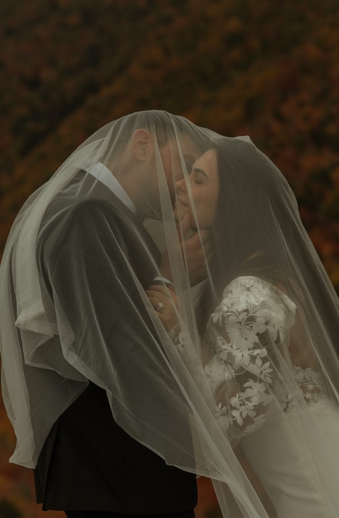 New Hampshire fall elopement with panoramic White Mountains views at peak autumn foliage
